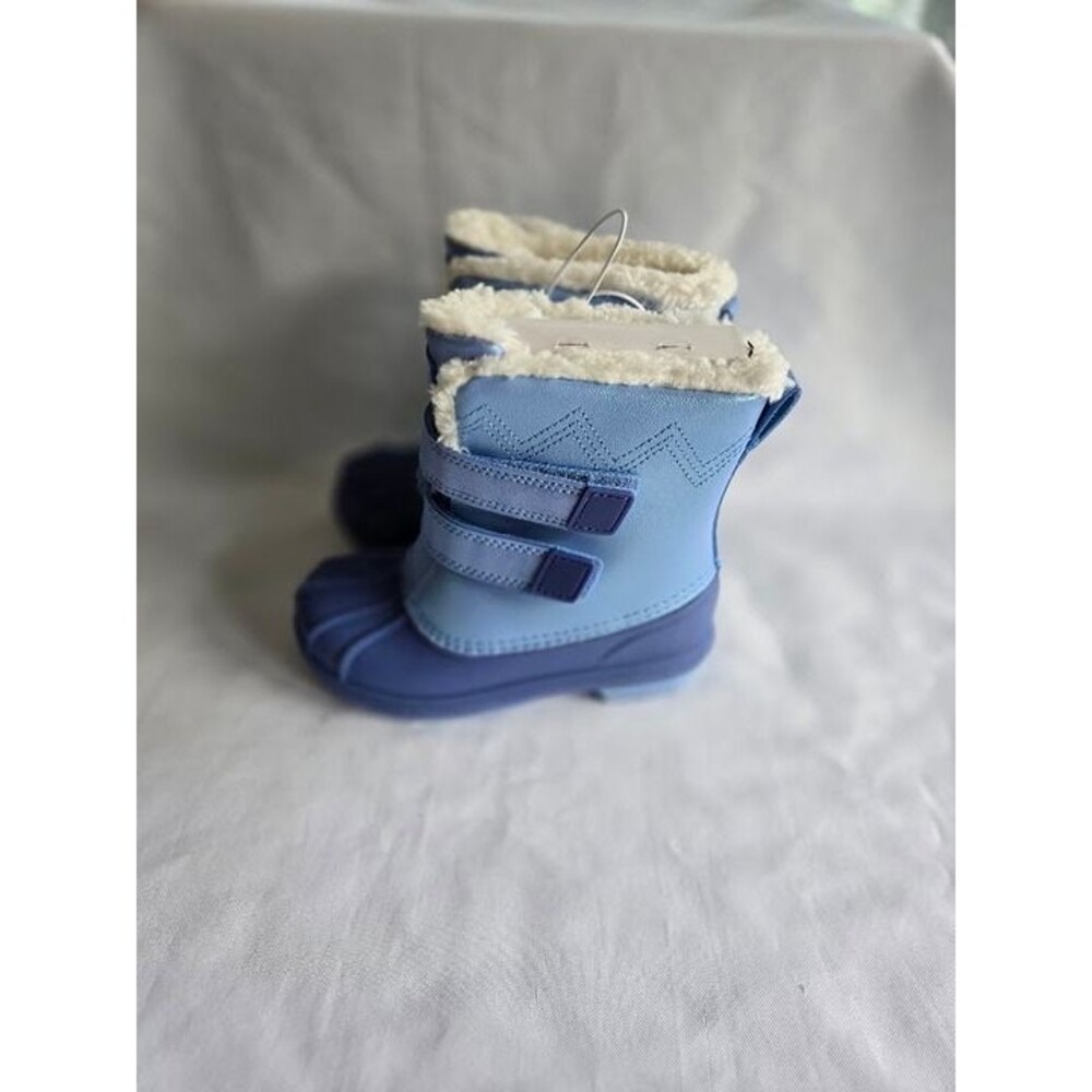 Cat & Jack Blue Winter Snow Boots with Velcro Straps - Girls size 11 - NEW